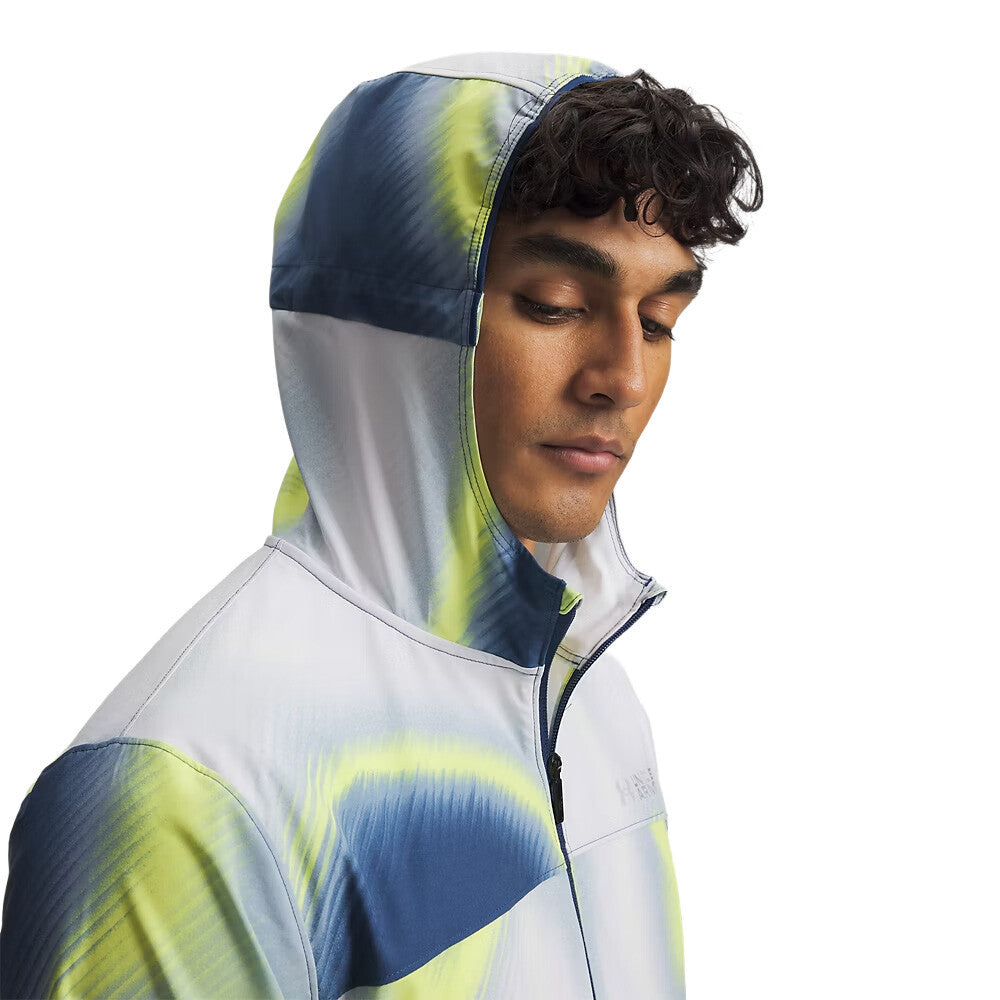 Under Armour Velociti Storm Hooded Men's Jacket - Blackout Navy/High Yellow/Silver Reflective