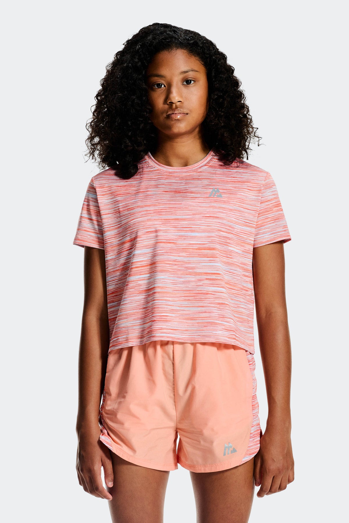Montirex Girls' Trail Box T-Shirt - Peach Punch Misty Blue Sunset White