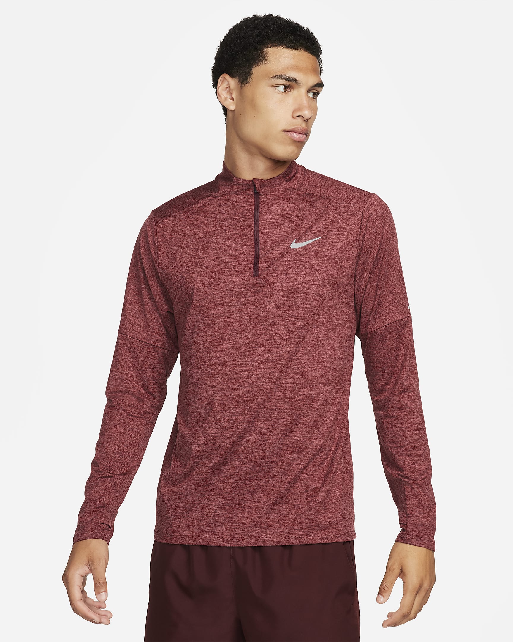 NIKE DRI-FIT 1/2 ZIP - NIGHT MAROON/CEDAR