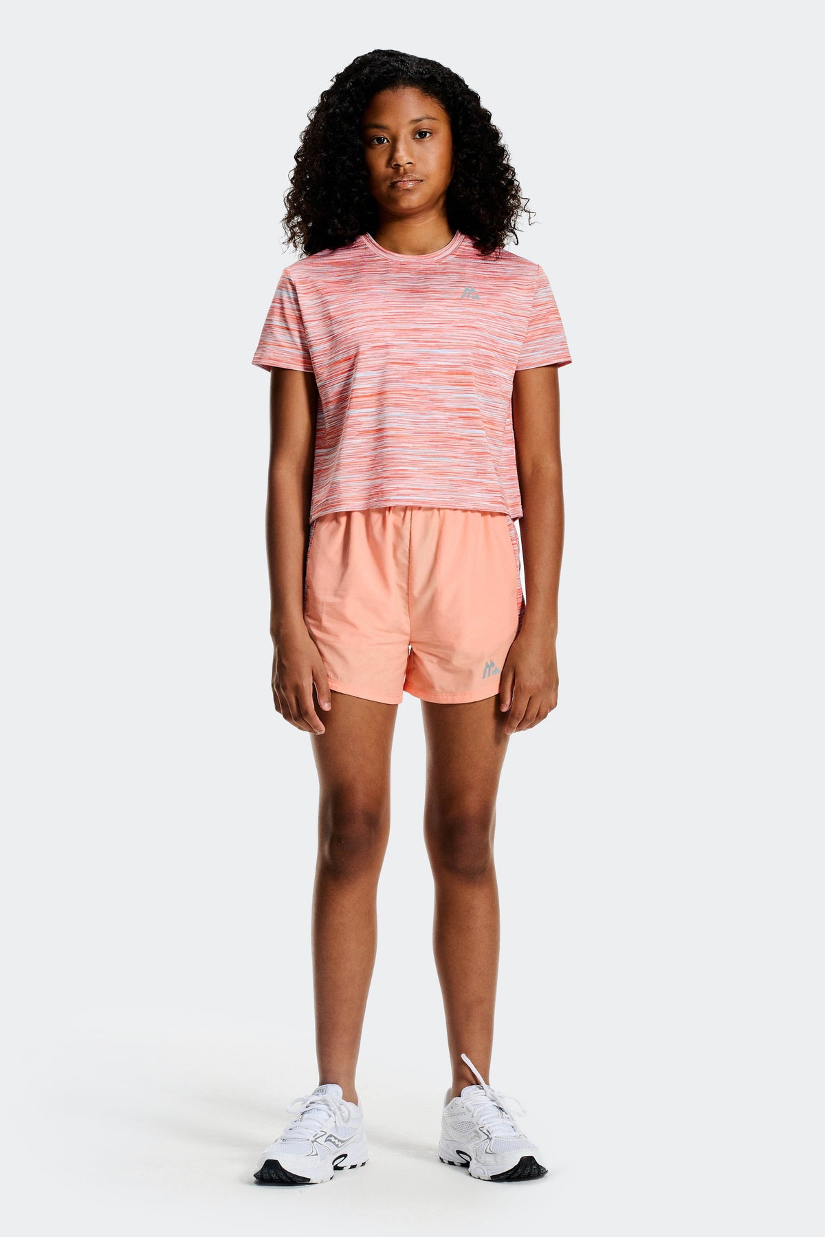 Montirex Girls' Trail Panel Short - Peach Punch Misty Blue Sunset White