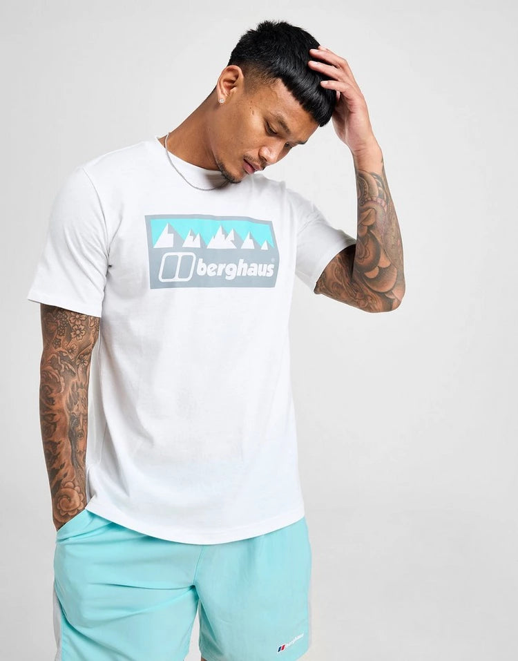 BERGHAUS GREY FANGS T SHIRT - WHITE/MINT