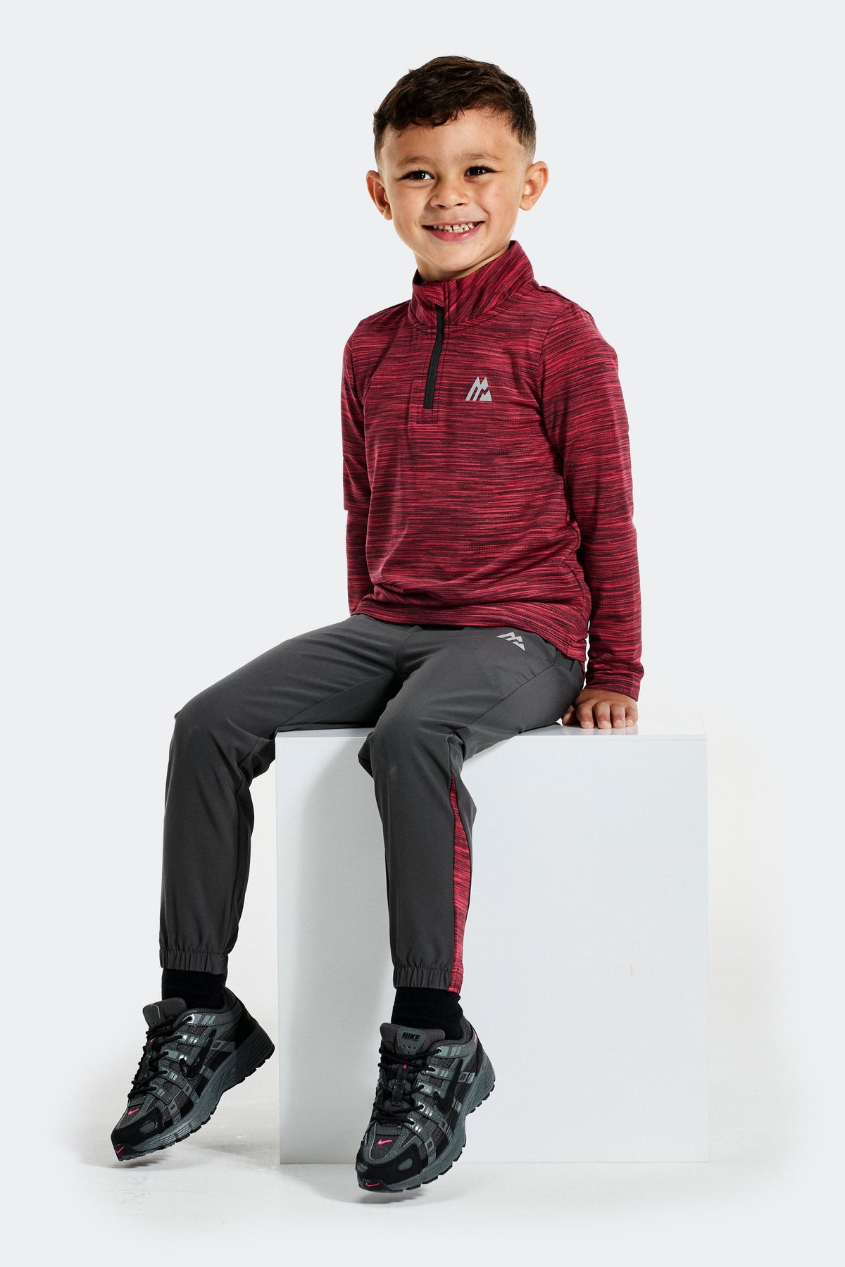 Montirex Infant Boys' Trail 1/4 Zip - Asphalt Oxblood Claret Red Rush