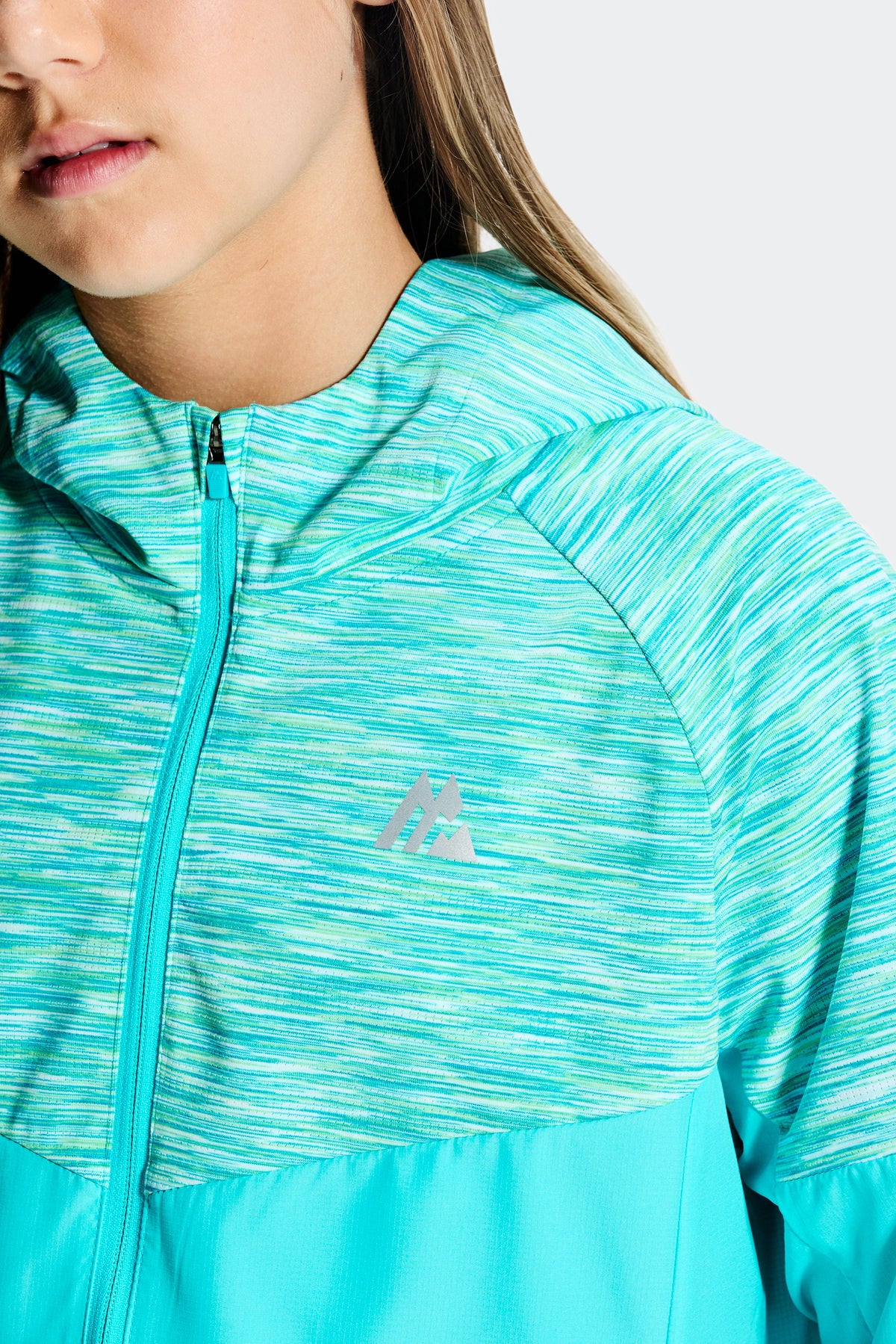 Montirex Girls' Trail Windbreaker - Vivid Aqua Lagoon Duck Egg Water Spring White