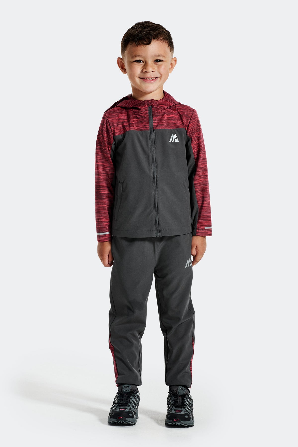 Montirex Infant Boys' Trail Windbreaker/Pant Set - Asphalt Oxblood Claret Red Rush