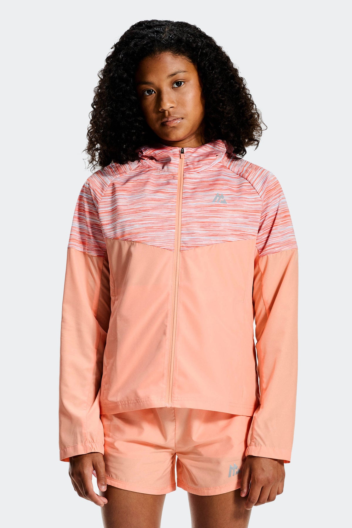 Montirex Girls' Trail Windbreaker - Peach Punch Misty Blue Sunset White